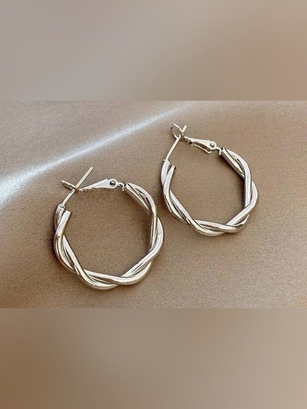 Silver Twisted Hoop Earrings Silver Reflections Pure Silver Over Brass Hoop